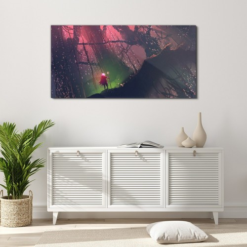 Wandbilder Glasbild Druck auf Glas 120x60 Kunst Mann mit Zauberstange Riesenbaum - Bild 3 von 7