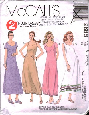 2688 Vintage McCalls SEWING Pattern Misses Easy Fitting Long Pullover Dress 12