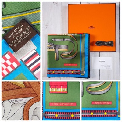 Hermes Scarf Stole Lettres Equestres Silk Carre 90 W/Tags Box Unused.