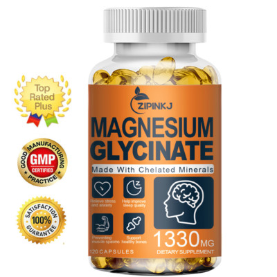 Magnesium Glycinate 120 Veg Capsules 1330mg Highest Potency, Buffered & Chelated