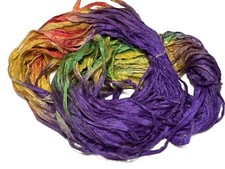 Tariff FREE 100g of Recycled Sari Silk Ribbon Yarn Yellow Purple Violet