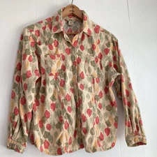 Woolrich Cotton Flannel Shirt Soft Cozy Cottagecore Floral Women’s Sz L Petite