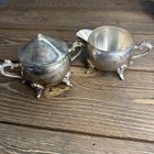 Vintage Ornate Silver Plated Sugar Creamer Set Footed Made China — photo 1
