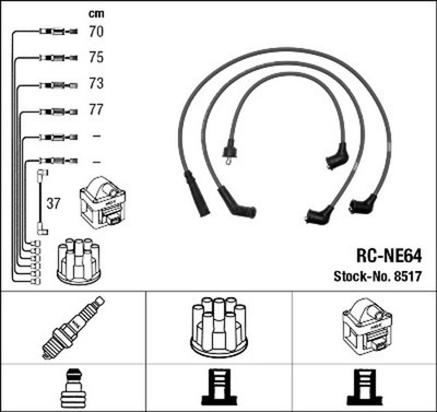 NGK Zündleitungssatz 8517 für MAZDA NISSAN CA20S PRAIRIE T72 WU11 FA PRO U12 T12