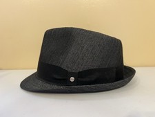 648 Stetson All American Fedora Hat Large/XL Gray Herringbone Banded Lined
