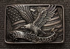 Nocona God Bless America Buckle American Flag Belt Buckle 37015 NEW