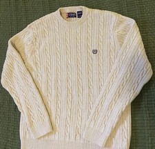 Chaps Ralph Lauren Men's Pullover Sweaters Cream Cable Knit Long Sleeve Size XL