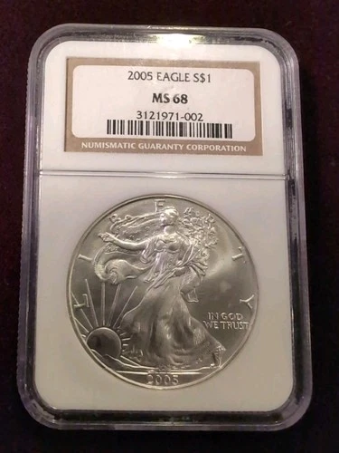 2005 Silver Eagle S$1 MS68 NGC