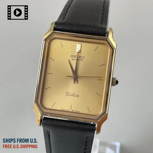 Vintage 1985 [N.MINT] SEIKO Dolce 7731-5210 Quartz Gold Men Watch -Ships from US