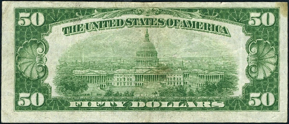 FR. 2101 G $50 1928-A Federal Reserve Note Chicago G-A Block LGS VF+ - Image 3 of 3