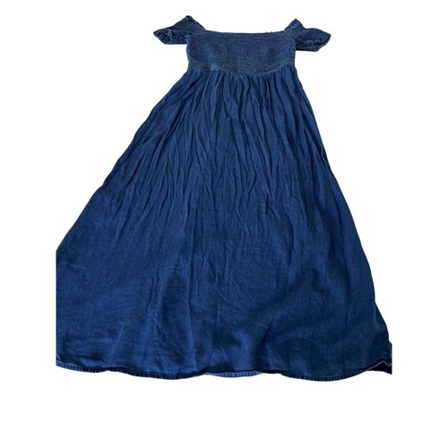 Old Navy Smocked Dress Off-The-Shoulder Navy Blue Fit & Flare Midi Sz M Tall - Picture 7 of 8