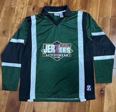 VINTAGE Men's Green JERZEES Activewear Graphic Hockey Jersey  Size Large EUC