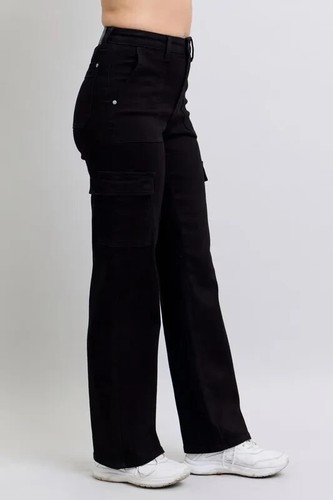 Judy Blue High Waist Black Cargo Wide Leg Jeans 88886 - Picture 8 of 16