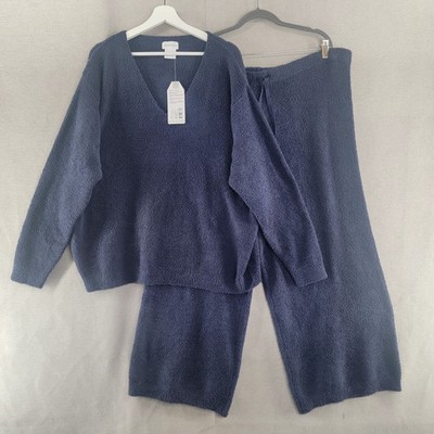 Softies Womens Marshmallow Lounge Set Top Pants Outfit NEW 2X / 3X Navy Blue