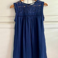 Navy Lace Detail Mini Dress Size S