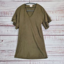 KARLIE Flutter Sleeve Mini Dress S Army Green Soft Earthy Whimsy Coquette Casual
