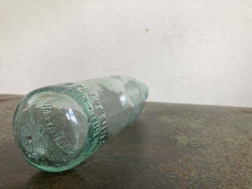 Antique Embossed STRETTON HILLS MINERAL WATER Co Aqua Glass Torpedo Bottle - Picture 6 of 14