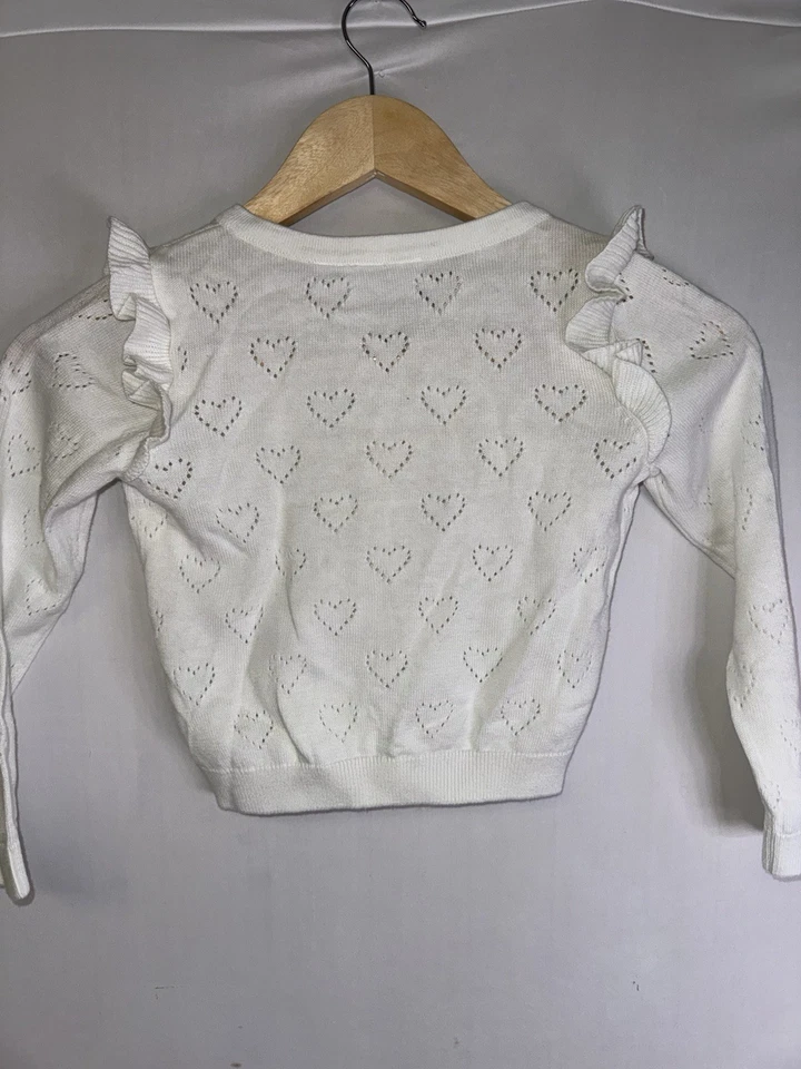 Cárdigan Suéter Tejido Corazón Blanco De Colección 5T Volantes The Children’s Place Foto 4 de 4