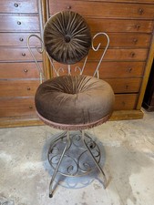 Vintage Boudoir Brown Fringe Tassel Velvet Chair 1950s 1960s Retro Mid Century