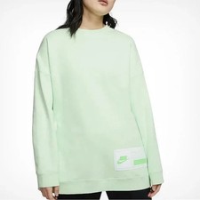 Nike Sportswear Oversized Women Fleece Crewneck Sweatshirt Vapor Green XS Baggy