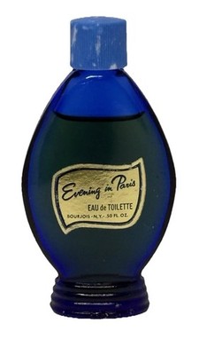 Vintage Cobalt Blue Perfume Bottle Evening In Paris Eau de Toilette Bourjois NY