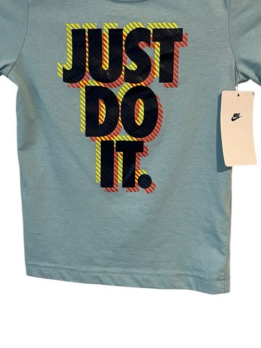 Nike Short Sleeve T-Shirt Youth Size 4 Blue Just Do It Print Logo Sleeve NEW - Picture 4 of 11