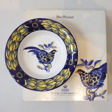 Royal Copenhagen Blue Pheasant Danish small boxed bowl 708, 1990s vintage 12cm