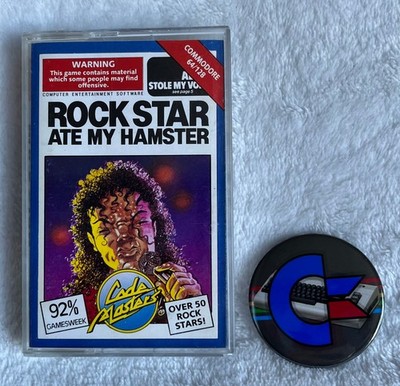 Commodore 64 / 128 CBM C64 Rock Star Ate My Hamster - funktioniert, GRATIS Badge