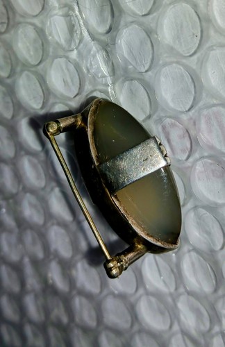 Broche grande antiguo de ágata escénica Estate de plata de ley - Imagen 9 de 18