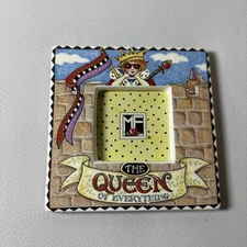 Vintage 1995 Mary Engelbreit Picture Frame Ceramic with Pop Out Stand 3” x 3”