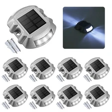 Solar Deck & Driveway Lights, 8-Pack Led IP67 Waterproof Outdoor Warning Step...