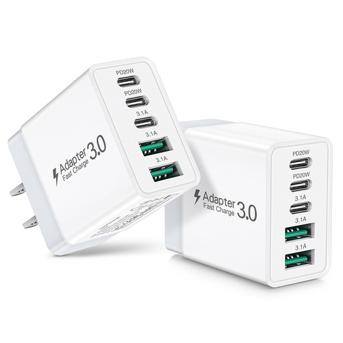 2 Pack USB C Wall Charger 50W 5 Port PD Fast USB C Charging Block 3USB 2-pack-usb-c-wall-charger-50w-5-port-pd-fast-usb-c-charging-block-3usb