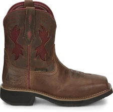 Justin Boots Lathey Nano Composite Toe Water Buffalo Womens Brown Work Boots