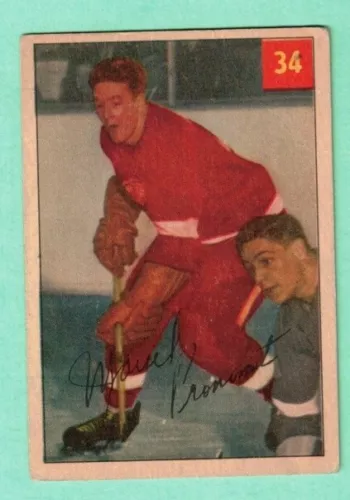 (1) MARCEL PRONOVOST  1954-55 PARKHURST # 34 RED WINGS  CARD (L3061)