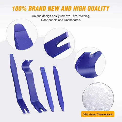 Plastic Trim Removal Pry Tool Set for Car Radio Panel Door Dash Clip Fasteners - Foto 4 di 15