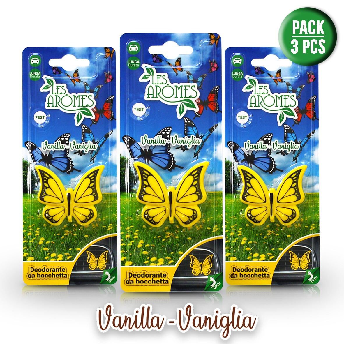 Deodorante profumo auto bocchetta Farfalla Vaniglia - Pack 3 pz