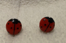 Lady Bug Earrings Handcrafted Ladybug Post Earrings