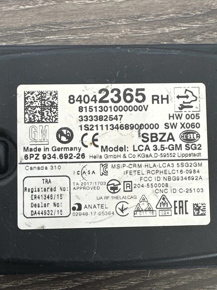 2020 Chevy Traverse RH Blind Spot Monitor Radar/Lane Change Assist 6PZ93469226 - Image 4 of 4