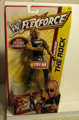 WWE THE ROCK Dwayne Johnson FLEX FORCE FLYING CLOTHESLINE HOOK ACTION FIGURE