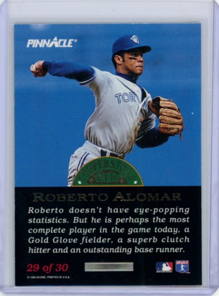 Roberto Alomar 1993 Pinnacle Cooperstown FX Dufex #29 Print Run 1000 Foto 2 de 2