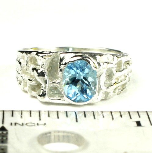 Anillo para hombre topacio azul suizo, plata esterlina 925, hecho a mano SR197 - Imagen 5 de 5