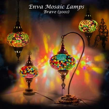 Turkish Moroccan Mosaic Lamp Tiffany Glass Desk Table Swan Neck Wall Light