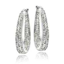 Crystal Inside-Out Oval Hoop Earrings