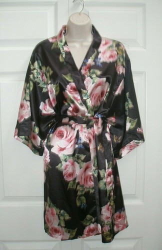 Vestido Negro Vintage con Estampado de Flor Rosa Hasta la Rodilla Cinturón Para Mujer Talla Pequeña - Imagen 8 de 11