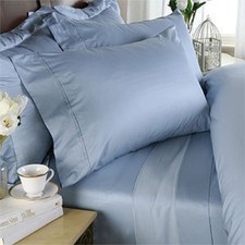 Blue Solid / Plain King Size Sheet Set 1000 Thread Count 100 Egyptian Cotton