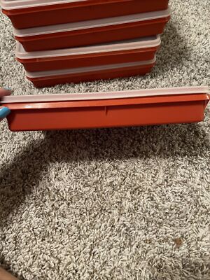 Vintage Tupperware Bacon Deli Meat Keeper 794-8 Paprika Red