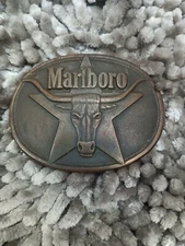 Marlboro Solid Brass Philip Morris 1987 Belt Buckle 