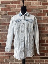 Women s Maurices Light Wash Denim Jacket long sleeve retro blue Sz S