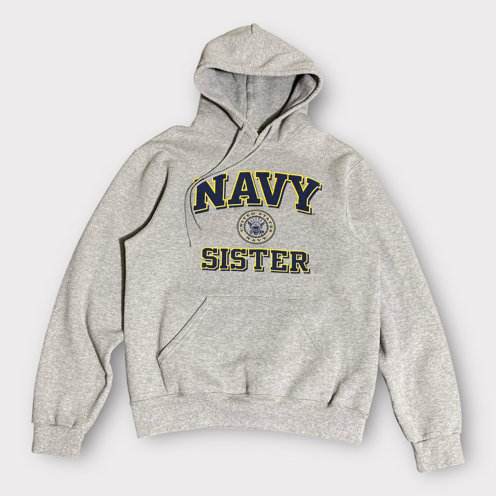 US Navy Hoodie Adult Medium Gray Fleece Pullover Hooded Sweatshirt Sister USN M