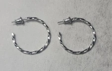 Fashion Jewerly Pierced Earrings Earring Round Hoop Hoops Dangle Silver 1 Inch  